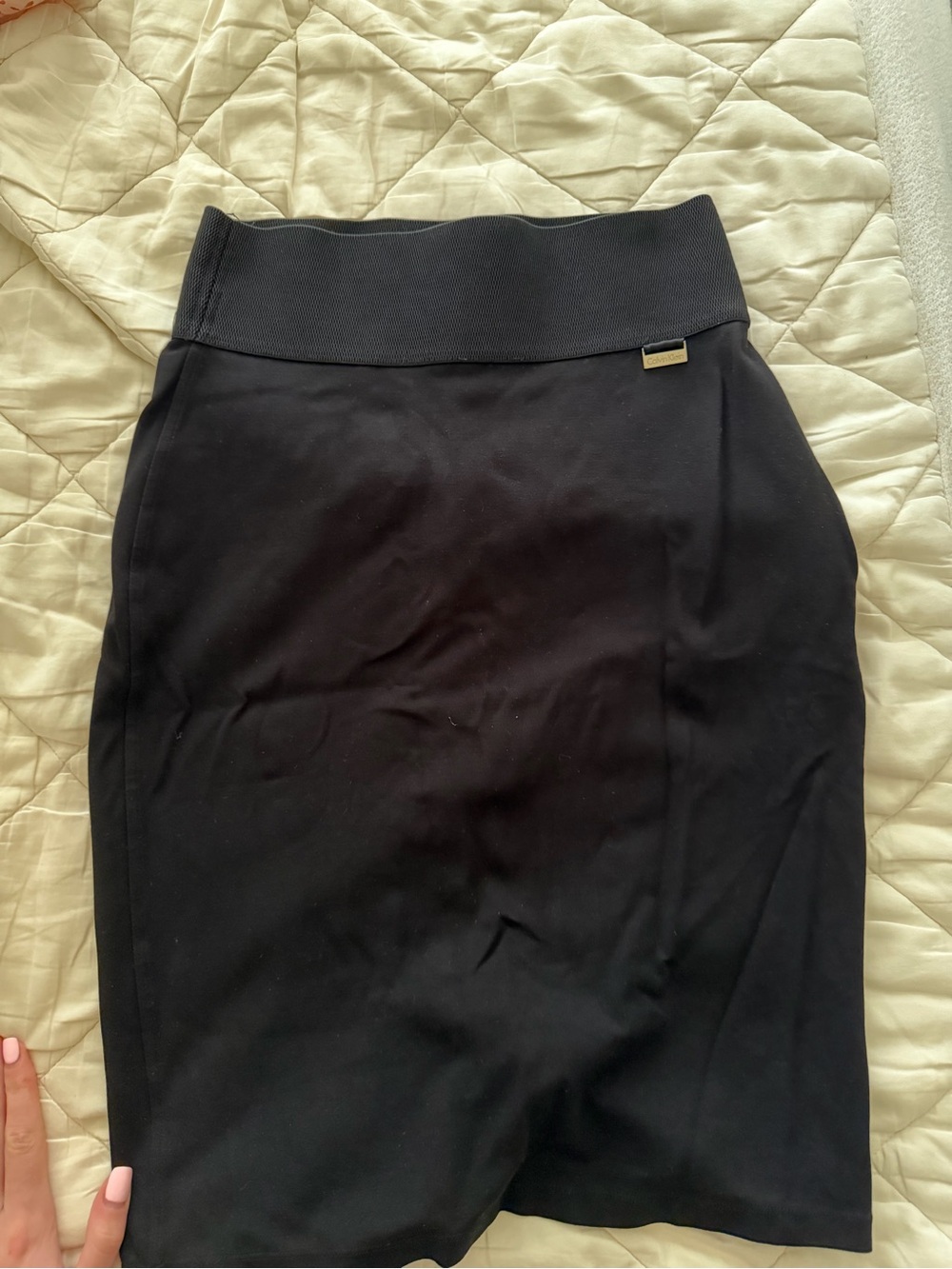 Calvin Klein Black Pencil Skirt with Wide Elastic Waistband